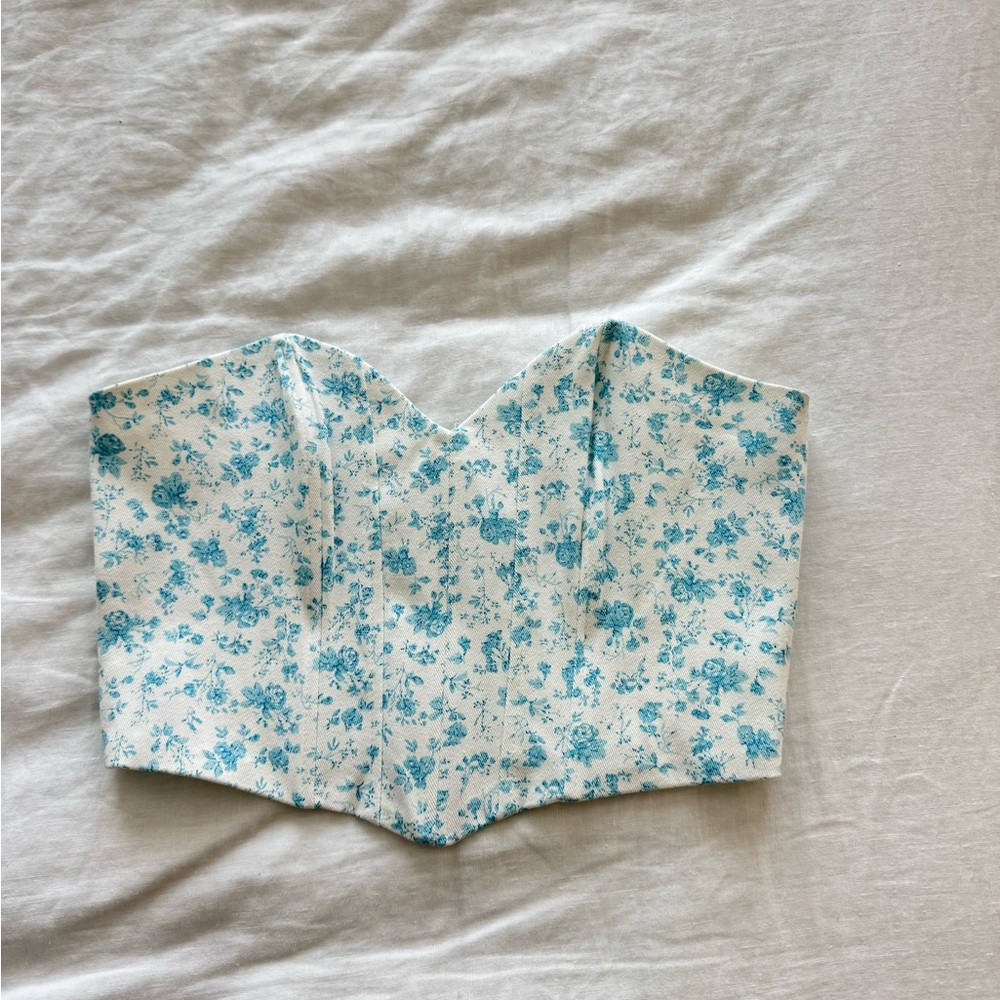 Zara White Strapless Top